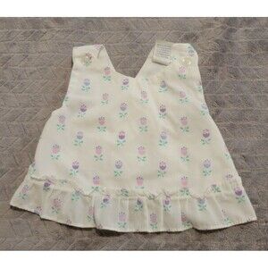 Babyfair Baby Girl Apron Top 0-6 Months Tulips Floral Vintage 1990s